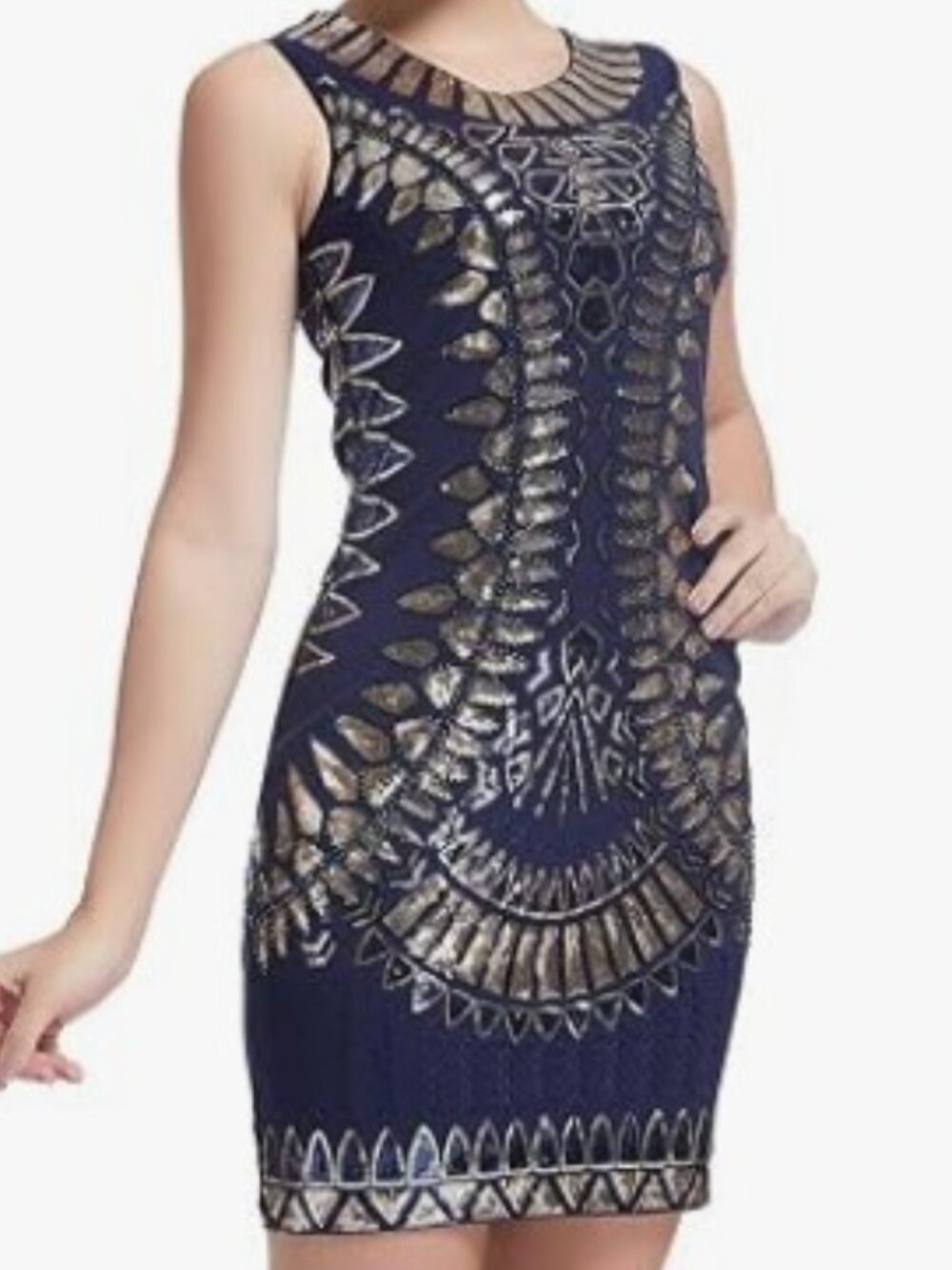 KILOLONE Art Deco 1920s Flapper Sequin Cocktail Dress Navy Gold XXL 18